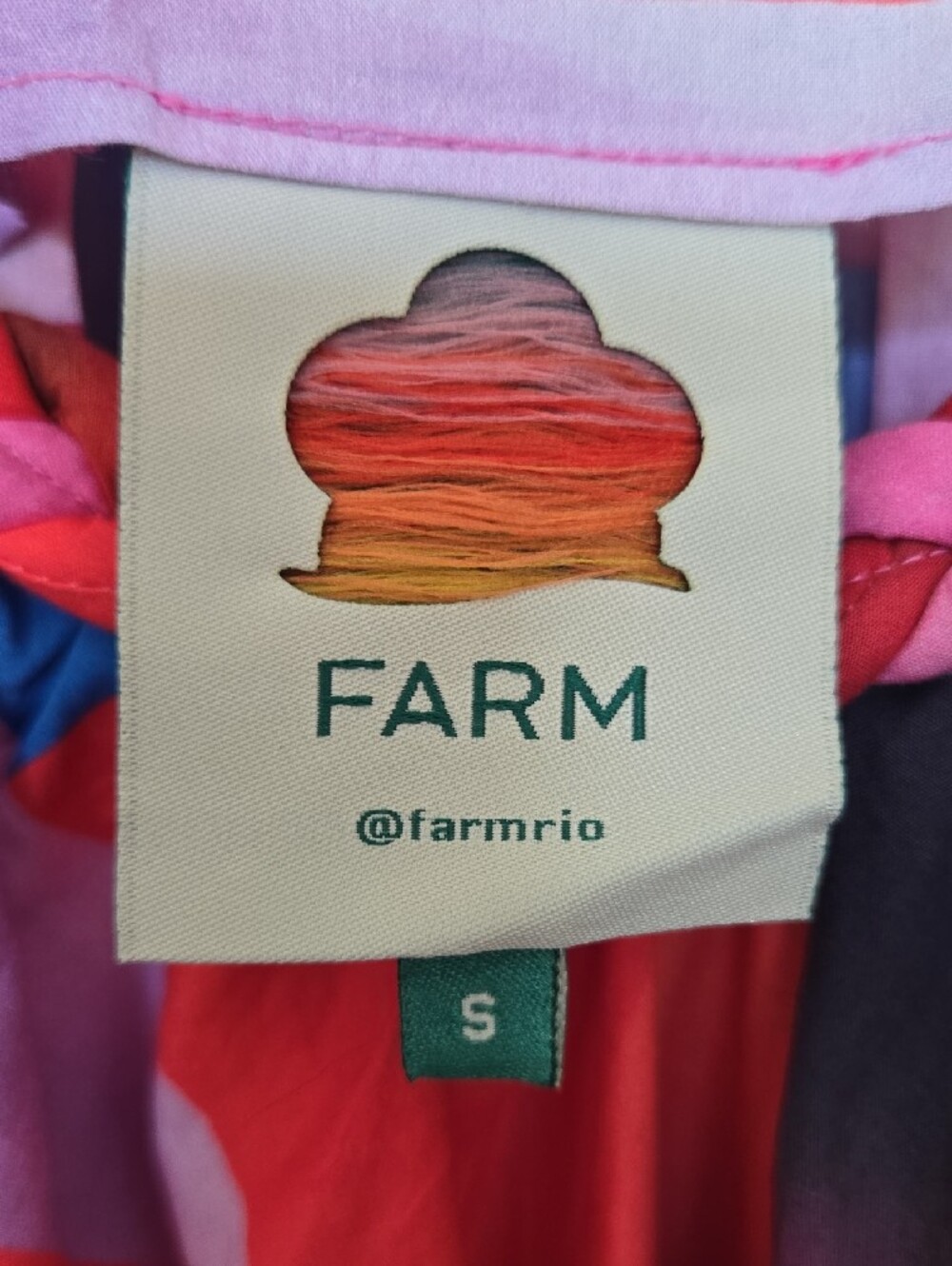 FARM Rio Color Festival Cover-Up Midi Dress Size S Braided Belt Resort Vacation - Picture 2 of 11